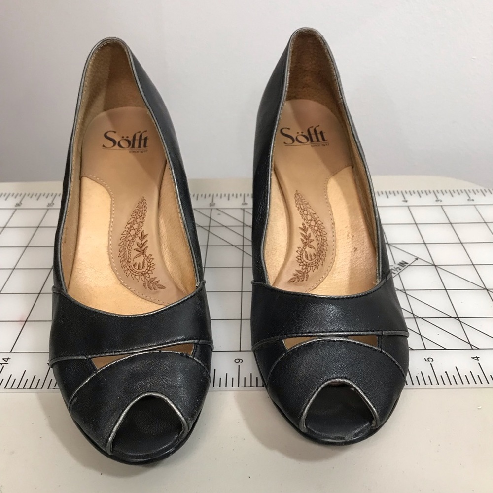 Sofft Women’s Black Wedged Heels with Open Toe